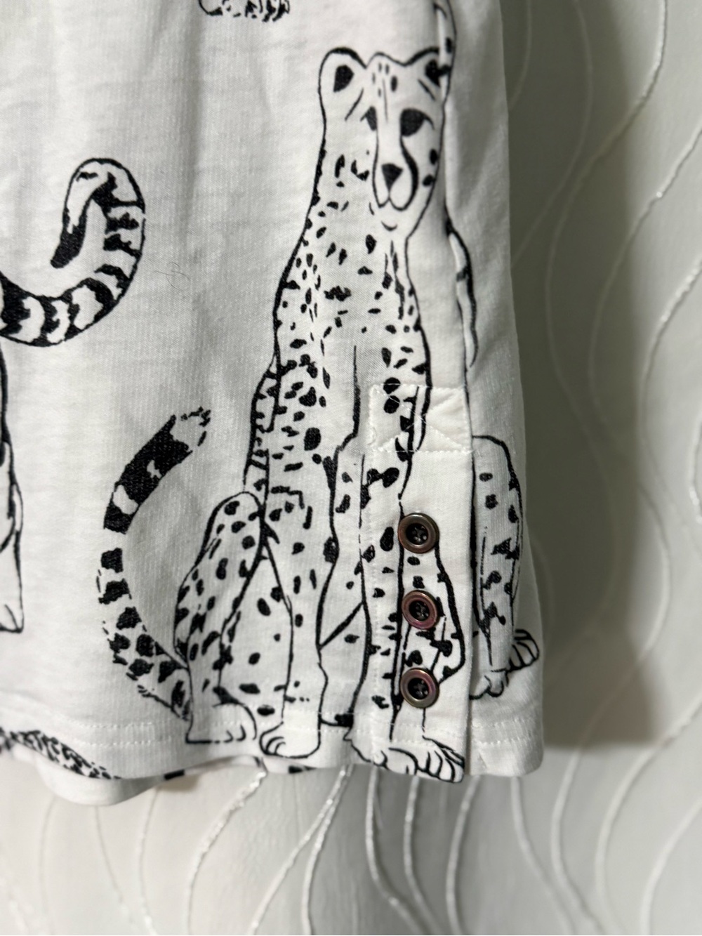 Jane and Delancey White Short Sleeve Tee with Black Safari Cat Print - Picture 2 of 3